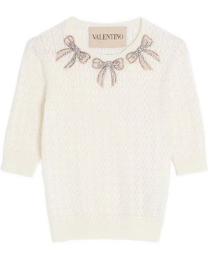 Valentino Garavani Embroidered Cotton Top - White