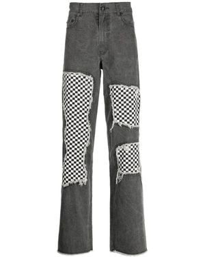 Haculla Vaqueros holgados con motivo ajedrezado - Gris