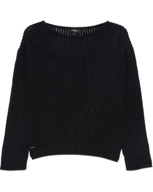 Theory Pull Nervuré À Encolure Bateau - Noir