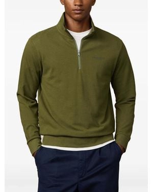 Hackett Pique-Knit Quarter-Zip Jumper - Green