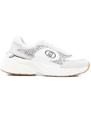 Liu Jo Lj01 Glitter Logo-Plaque Trainers - White