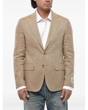 Corneliani Single-Breasted Flap-Pocket Blazer - Natural