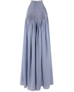 Renata Brenha Pleated Halterneck Maxi Dress - Blue
