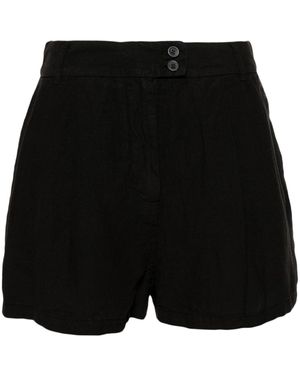 120% Lino Pleat-Detail Linen Shorts - Black