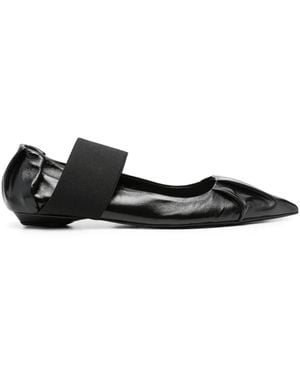 Bruno Frisoni Pointed-Toe Leather Ballerina Shoes - Black