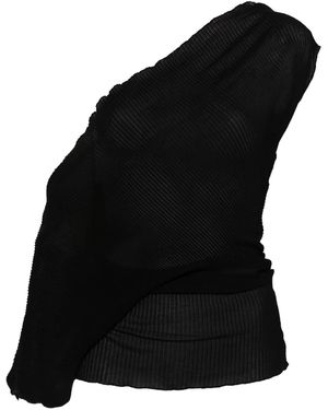 Jade Cropper Plissé-Effect Top - Black