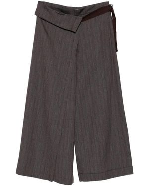 Alysi Draped-Panel Trousers - Grey