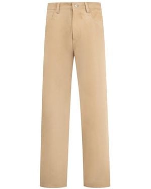 NAHMIAS Suede Straight-Leg Carpenter Trousers - Natural
