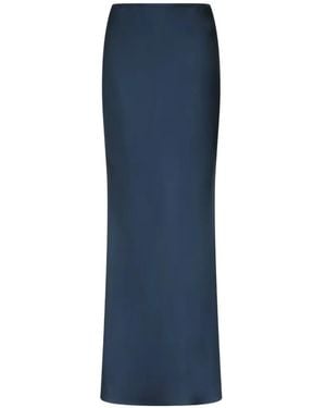 Loulou de Saison Eli Silk Twill A-Line Maxi Skirt - Blue