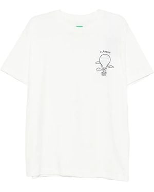 flâneur Hot-Air Balloon-Print T-Shirt - White