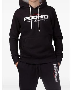 PODHIO Logo-Embroidered Hoodie - Blue