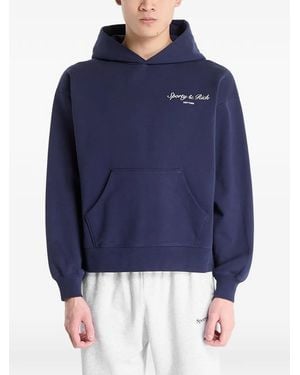 Sporty & Rich Syracuse Logo-Print Hoodie - Blue