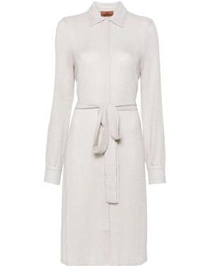 Missoni Lamé-Effect Belted Shirtdress - White