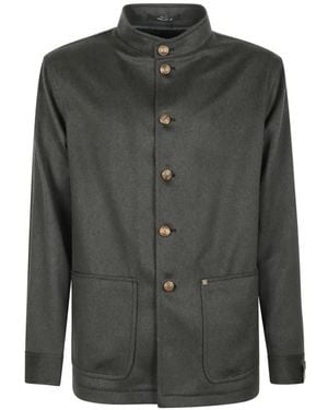 Tagliatore Mandarin-Collar Patch-Pocket Jacket - Grey