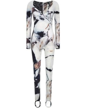 Roberto Cavalli Mono largo con estampado jaspeado - Blanco