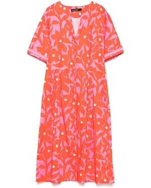 Marc Cain Floral-Print Midi Dress - Red