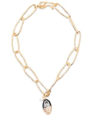 forte_forte Glass-Pendant Pearl-Detail Necklace - Metallic