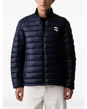 KARL LAGERFELD Logo-Patch Quilted Jacket - Blue