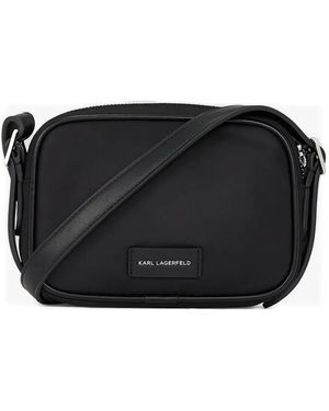 KARL LAGERFELD K/Signature Logo-Patch Crossbody Bag - Black