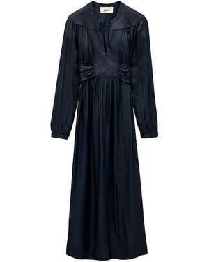 Ba&sh Gathered V-Neck Maxi Dress - Blue