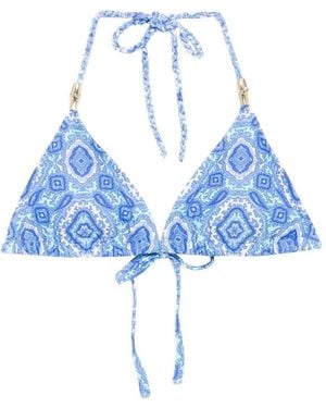 Heidi Klein Paisley-Print Halterneck Bikini Top - Blue