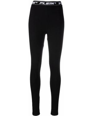 Philipp Plein Logo-Waistband Leggings - Black