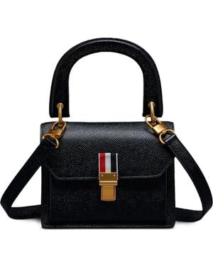 Thom Browne Tote Bag Aus Gekörntem Leder - Schwarz
