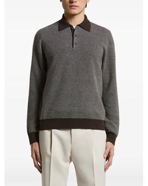 Peserico Fine-Knit Polo-Collar Jumper - Grey