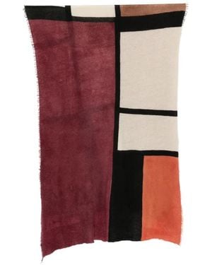 Faliero Sarti Colour-Block Frayed Scarf - Red