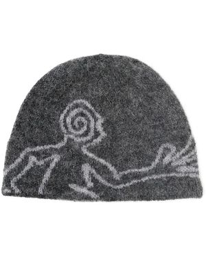 Hiking Patrol Figure-Motif Beanie - Grey