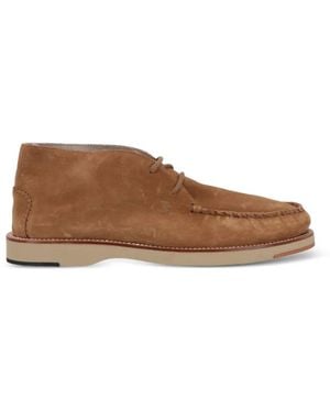 Tod's Lace-Up Suede Ankle Boots - Brown