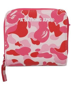 A Bathing Ape Mini Abc Camo Wallet - Red