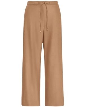 Max Mara Drawstring Wide-Leg Trousers - Natural