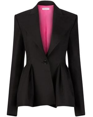 Nina Ricci Peplum Hem Wool Blazer - Black