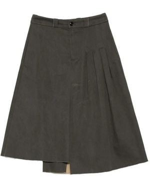 Our Legacy Origami Asymmetric-Hem Midi Skirt - Gray