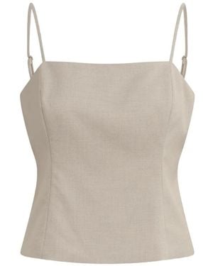 FAVORITE DAUGHTER The I'M Back Button-Back Top - Natural