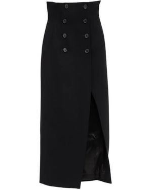 KHAITE Double-Breasted Maxi Skirt - Black