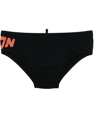 DSquared² Logo-Print Swim Trunks - Black