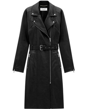 Saint Laurent レザーコート - ブラック