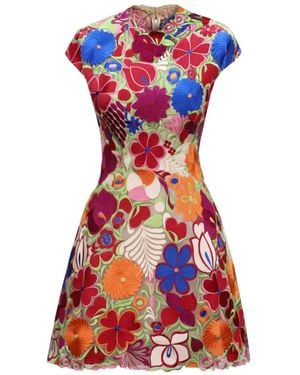 Gemy Maalouf Floral Short Structured Mini Dress - Multicolour