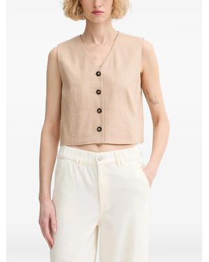 Marc O' Polo Button-Up Cropped Top - Natural
