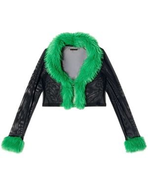 Heron Preston Faux-Fur Mesh Cardigan - Green