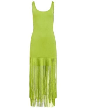 Toccin Roxanne Scoop-Neck Fringe-Detail Mini Dress - Green
