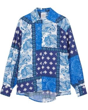 Donde Esteban Chemise À Imprimé Patchwork - Bleu