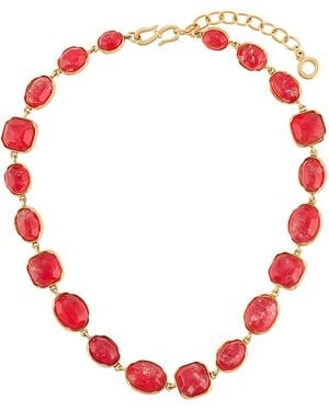 Goossens Collana Placcata 24Kt Con Cristalli Taglio Cabochon - Rosso
