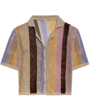 Agua Bendita Stripe Cotton Shirt - Brown