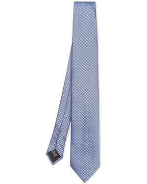 ZEGNA Geometric-Pattern Silk Tie - Blue