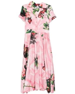 Vivetta Floral-Print Pleated Dress - Pink