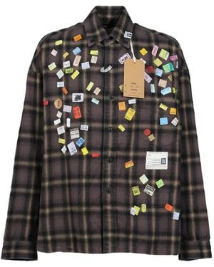 Maison Mihara Yasuhiro Price Sticker Printed Check Shirt - Black
