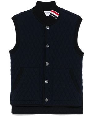 Thom Browne Rwb Stripe-Detail Quilted Vest - Blue